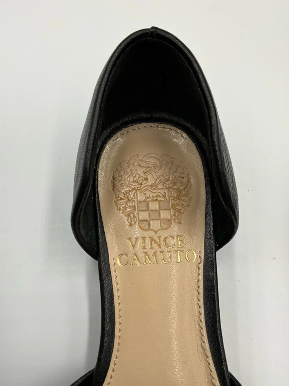 Vince Camuto Loafers Size 5 Black Leather D'Orsay Loafers with Gold Stud Trim